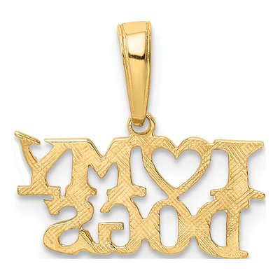 10K Yellow Gold I Heart My Dogs Pendant – view 4