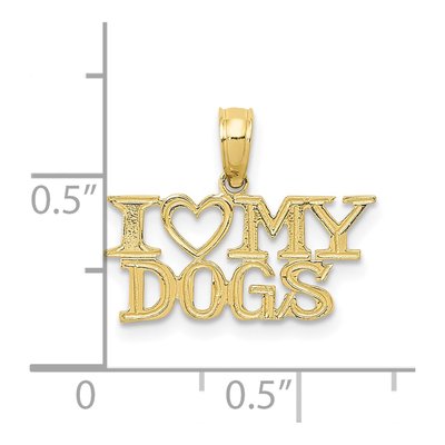 10K Yellow Gold I Heart My Dogs Pendant – view 5