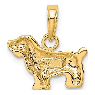 10K Yellow Gold CZ Cocker Spaniel Dog Pendant – view 4