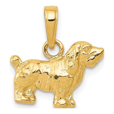 10K Yellow Gold CZ Cocker Spaniel Dog Pendant
