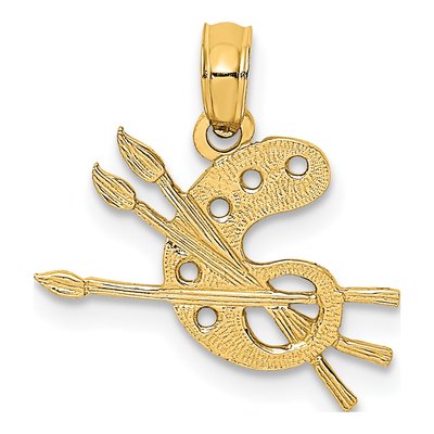 10K Yellow Gold Paint Palette Pendant