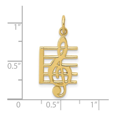 10K Yellow Gold Treble Clef Staff Charm – view 4