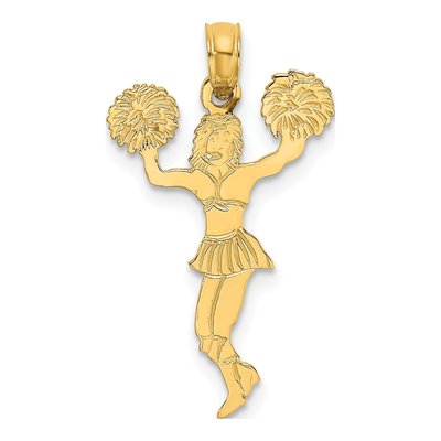 10K Yellow Gold Cheerleader Pom-Poms Pendant