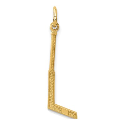 10K Yellow Gold Goalie Stick Pendant