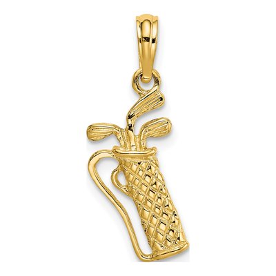 10K Yellow Gold Golf Bag Clubs Pendant