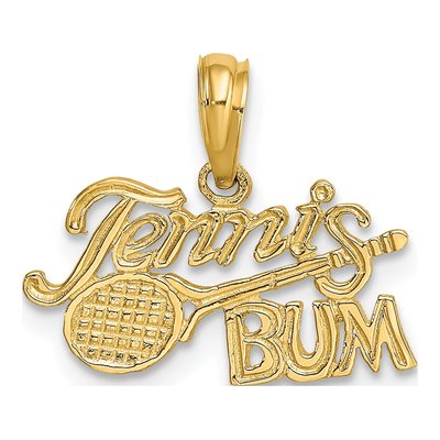 10K Yellow Gold Tennis Bum Racquet Pendant