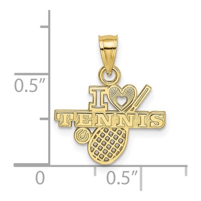 10K Yellow Gold I Heart Tennis Charm Pendant – view 4