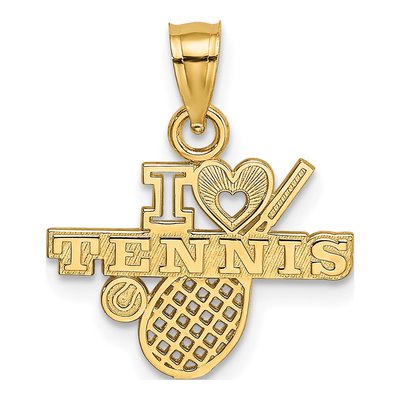 10K Yellow Gold I Heart Tennis Pendant