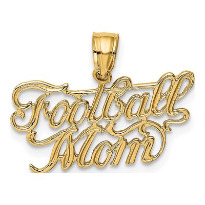10K Yellow Gold Football MOM Script Charm