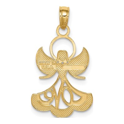 10K Yellow Gold LOVE Angel Pendant – view 5