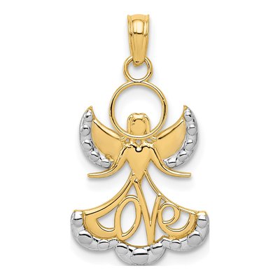 10K Yellow Gold LOVE Angel Pendant