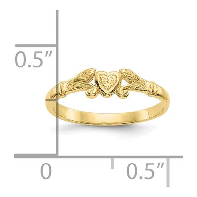 10K Yellow Gold Textured Mini Heart Baby Ring – view 4