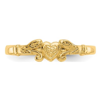 10K Yellow Gold Textured Mini Heart Baby Ring – view 6