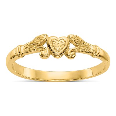 10K Yellow Gold Textured Mini Heart Baby Ring