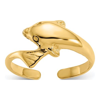 10K Yellow Gold Dolphin Toe Ring