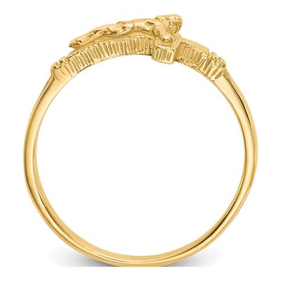 10K Yellow Gold Crucifix Baby Ring – view 2