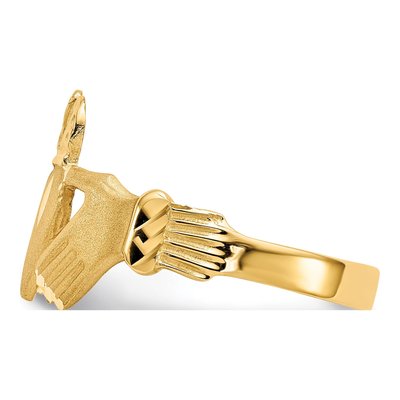 Men's 10K Yellow Gold Diamond-Cut Claddagh Ring – view 5