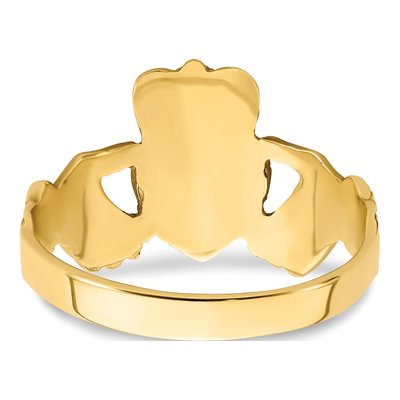 Men's 10K Yellow Gold Diamond-Cut Claddagh Ring – view 7