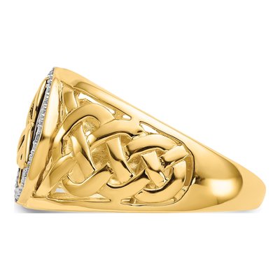 Men's 10K Yellow Gold Onyx Diamond Trinity Knot Ring – view 3