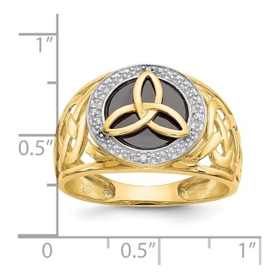 Men's 10K Yellow Gold Onyx Diamond Trinity Knot Ring – view 4