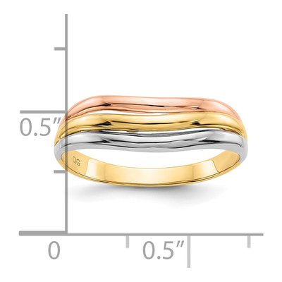 10K Tri-Color Gold Domed Wave Band – view 4