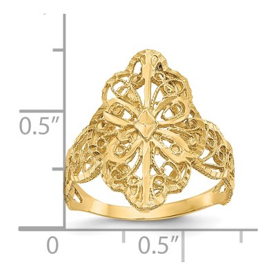 10K Yellow Gold Diamond-Cut Filigree Ring – view 4