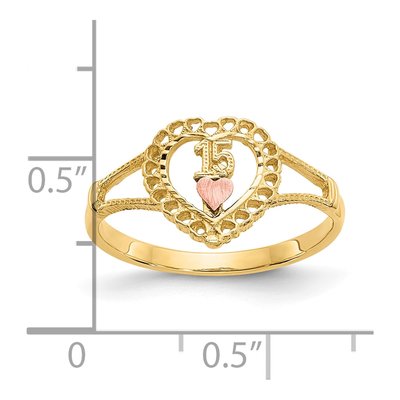 10K Two-Tone Gold Heart Ring – view 4