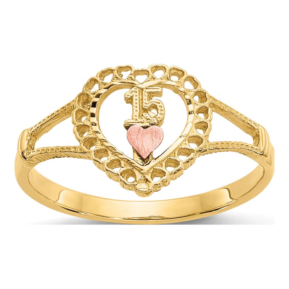 10K Two-Tone Gold Heart Ring