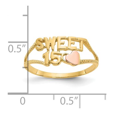 10K Two-Tone Gold Sweet 15-Heart Ring – view 4