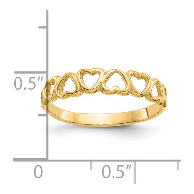10K Yellow Gold Hearts Ring – view 4