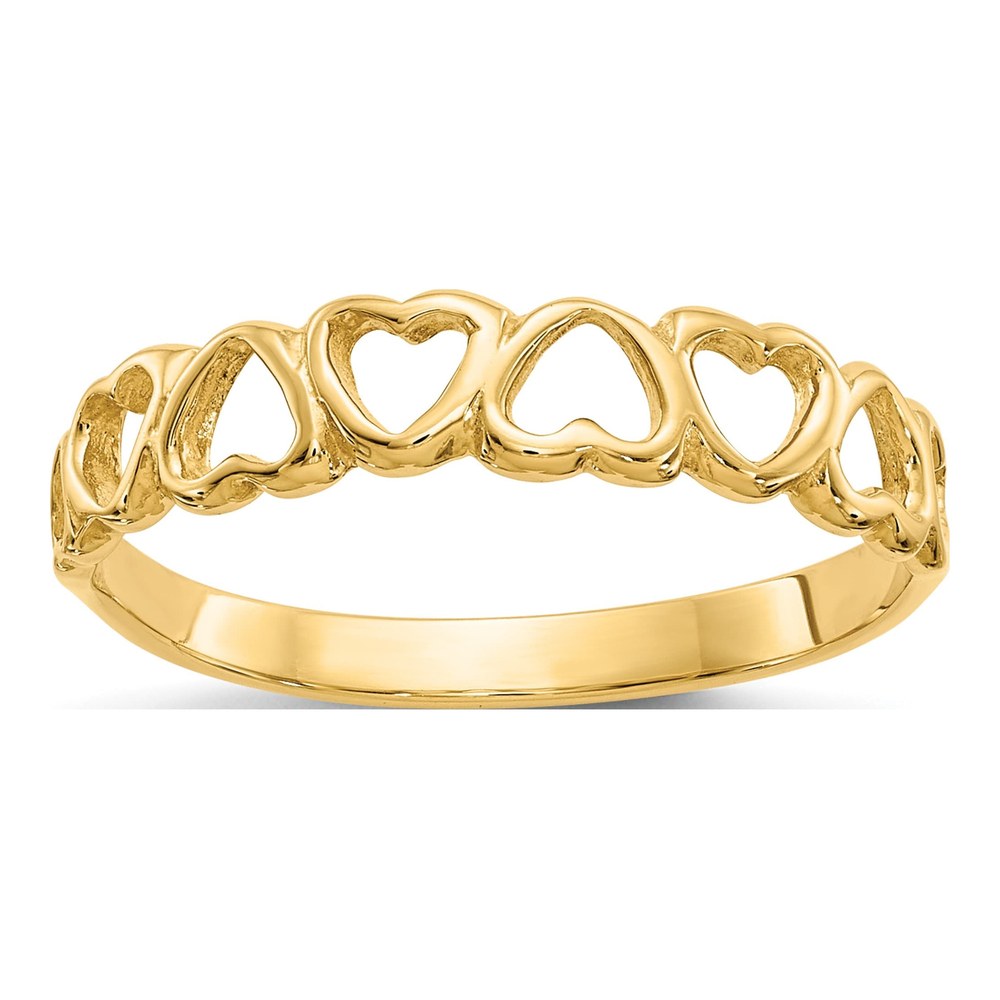 10K Yellow Gold Polished Hearts Ring