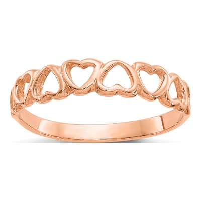 10K Rose Gold Hearts Ring