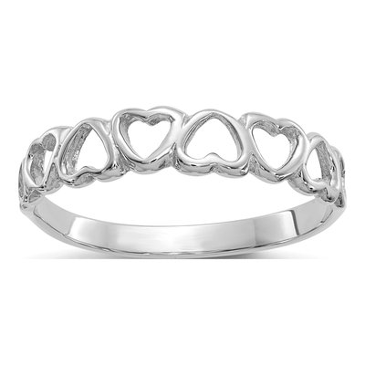 10K White Gold Hearts Ring