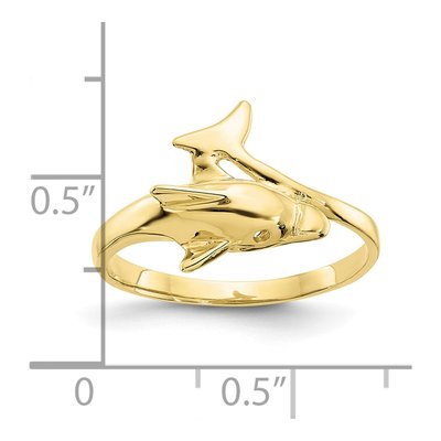 10K Yellow Gold Dolphin Bypass Ring – view 4