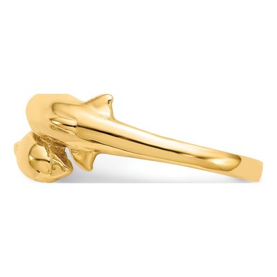 10K Yellow Gold Double Dolphin Bypass Ring – view 3