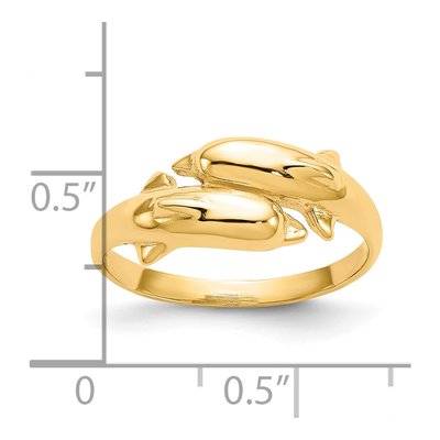 10K Yellow Gold Double Dolphin Bypass Ring – view 4