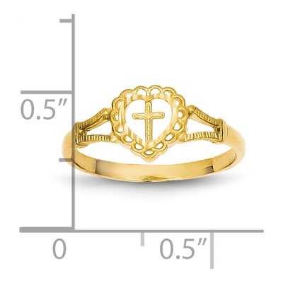10K Yellow Gold Cross Heart Baby Ring – view 2