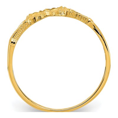 10K Yellow Gold Cross Heart Baby Ring – view 3