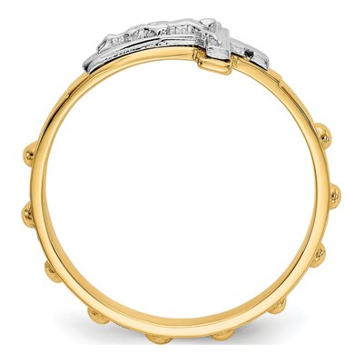 10K Two-Tone Gold Crucifix Rosary Ring – view 2