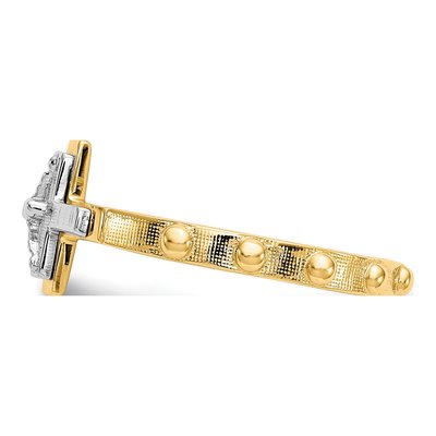 10K Two-Tone Gold Crucifix Rosary Ring – view 3