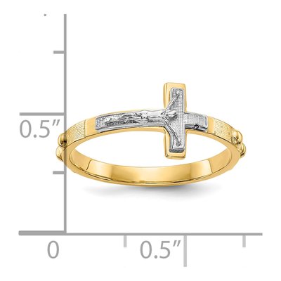 10K Two-Tone Gold Crucifix Rosary Ring – view 4