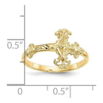 10K Yellow Gold Diamond-Cut Crucifix Ring – view 4