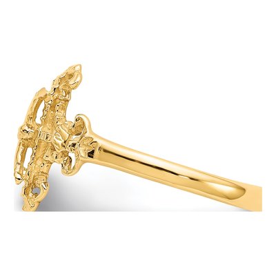 10K Yellow Gold Diamond-Cut Crucifix Ring – view 5