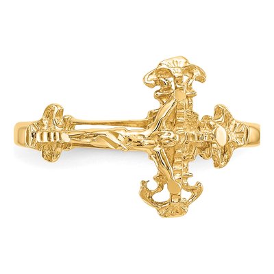 10K Yellow Gold Diamond-Cut Crucifix Ring – view 6