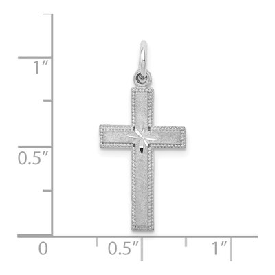 10K White Gold Diamond-Cut Cross Pendant – view 3