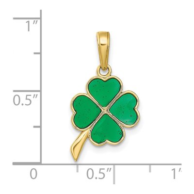 10K Yellow Gold Green Enamel 4-Leaf Clover Pendant – view 4