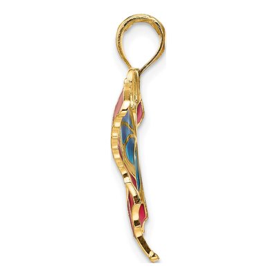 10K Yellow Gold Blue Red Enamel Butterfly Pendant – view 3