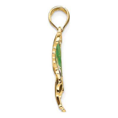 10K Yellow Gold Green Black Enamel Butterfly Pendant – view 3