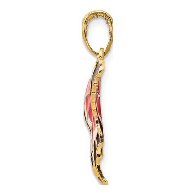 10K Yellow Gold Pink Black Enamel Butterfly Pendant – view 3