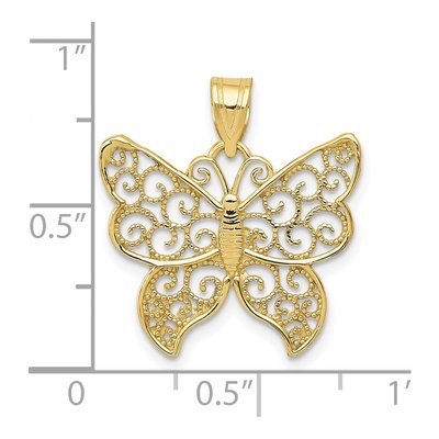 10K Yellow Gold Filigree Butterfly Pendant – view 4